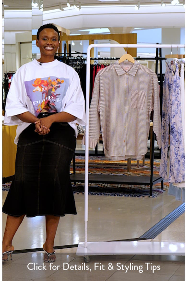Gracey Stripe Oversize Cotton & Kapok Seersucker Button-Up Shirt video