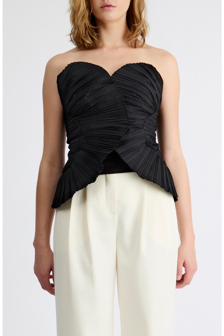 Grace Plissé Bustier Top, Main, color, BLACK