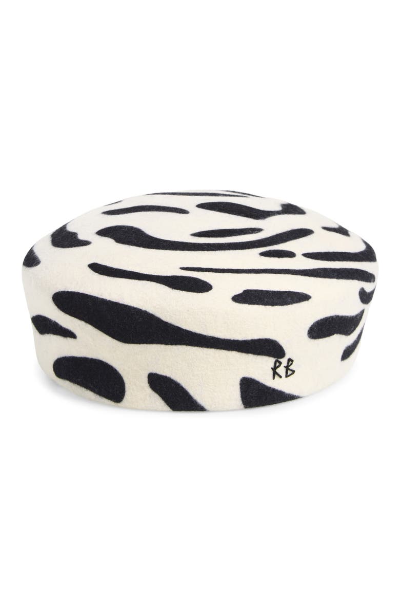 Wool Felt Pillbox Hat, Main, color, WHITE/ BLACK