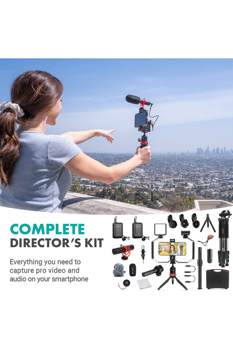 iVlog5 Director's Vlogging Kit with Various Microphones, Lights, and Accessories, Alternate, color, Black