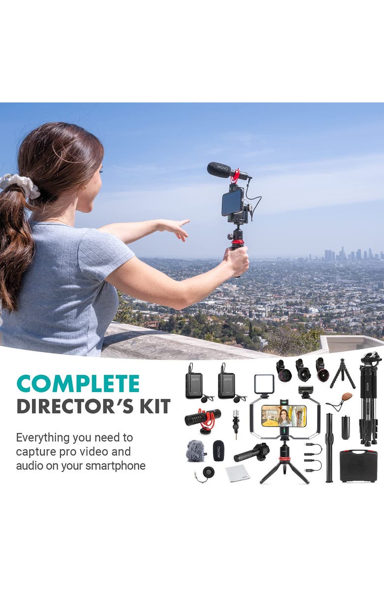 MOVO iVlog5 Director's Vlogging Kit with Various Microphones, Lights, and Accessories, Alternate, color, Black