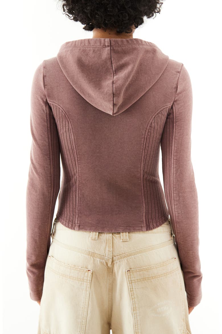 Panelled Zip-Up Hoodie, Alternate, color, BROWN