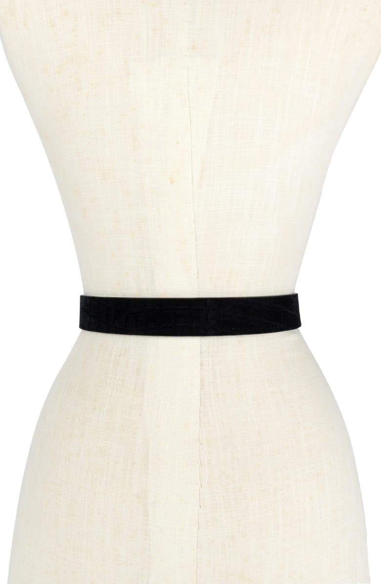 Kurt Geiger London Croc Embossed Velvet Belt, Alternate, color,