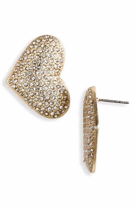 Pavé Crystal Heart Stud Earrings
