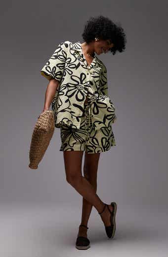 Topshop High Waist Cotton Blend Shorts