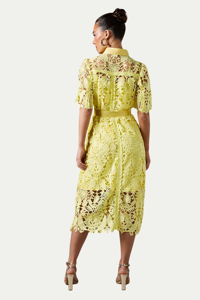 Lace Short Sleeve Shirt Dress, Alternate, color, Yellow