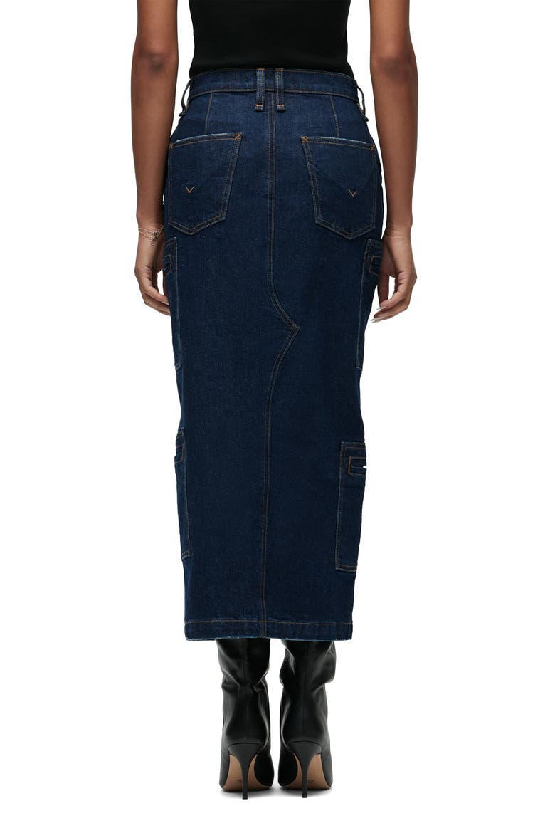 Reconstructed Stretch Cotton Denim Maxi Skirt, Alternate, color, DENIM RINSE