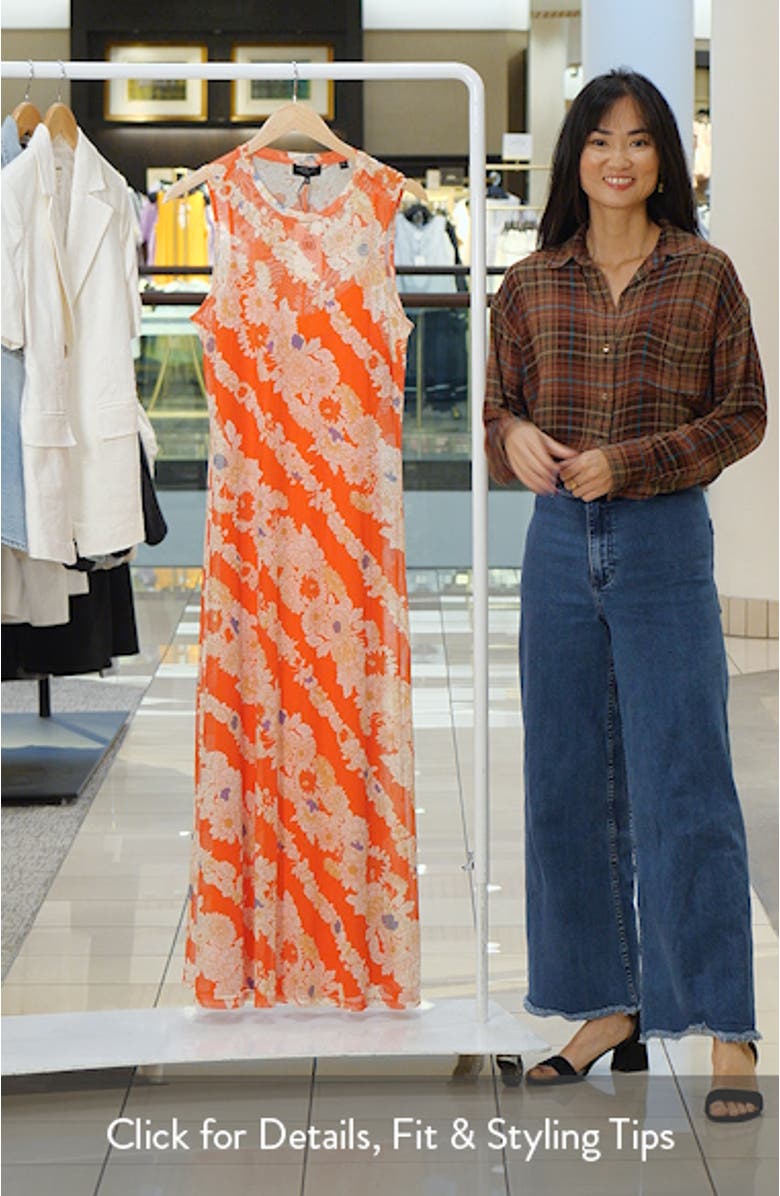 Mariella Floral Sleeveless Mesh Maxi Dress, sales video thumbnail