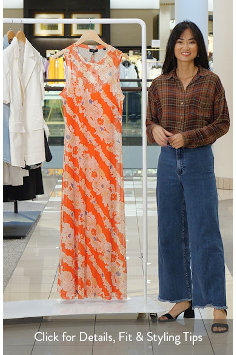 Mariella Floral Sleeveless Mesh Maxi Dress video