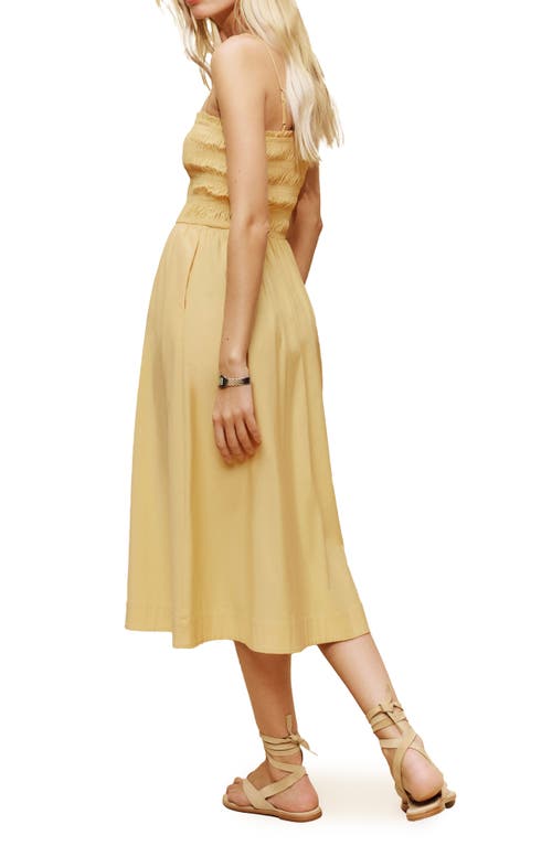 Reformation Womens Sunshine Kerrie Shirred Stretch-cotton Midi Dress
