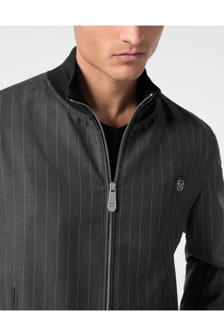 Wool Pinstripe Bomber Ls Men, Alternate, color, grey
