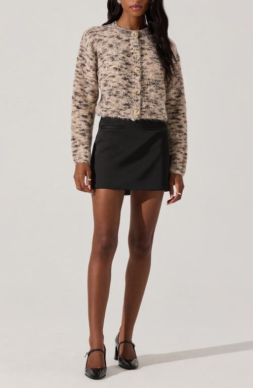 Shop Astr The Label Marled Crop Cardigan Sweater In Oatmeal