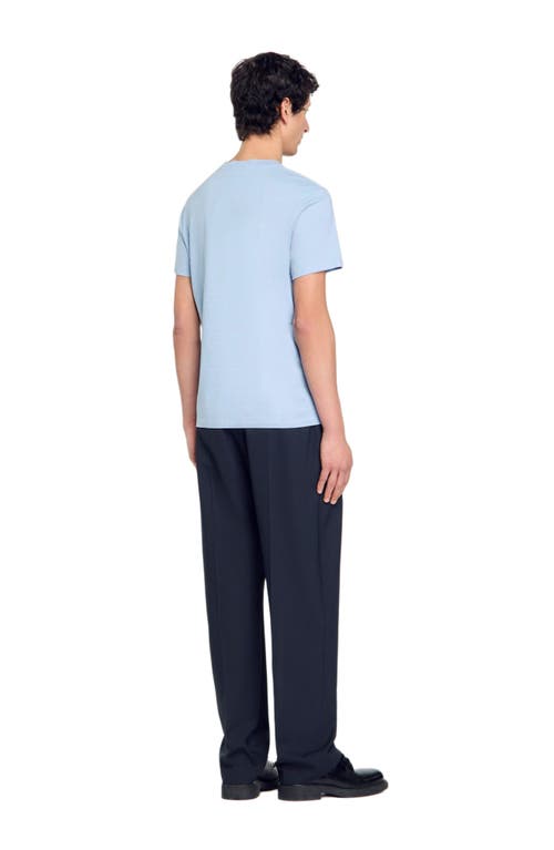 Sandro Crewneck Logo Tee In Blue Sky