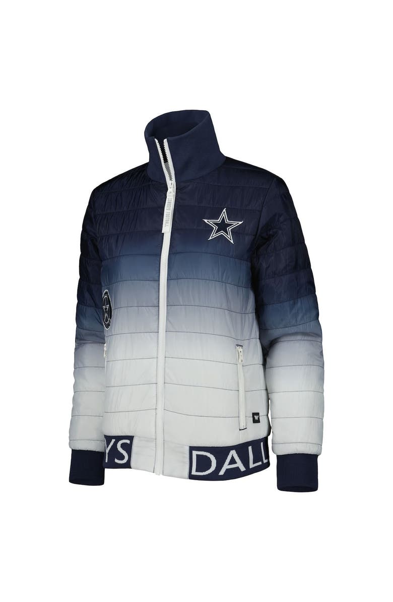 THE WILD COLLECTIVE Women's The Wild Collective Navy/Silver Dallas Cowboys Color Block Full-Zip Puffer Jacket, Alternate, color,