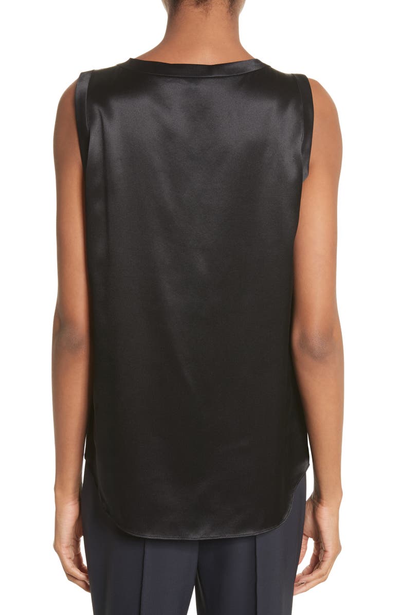 Lafayette 148 New York Perla Reversible Silk Blouse, Alternate, color, Black