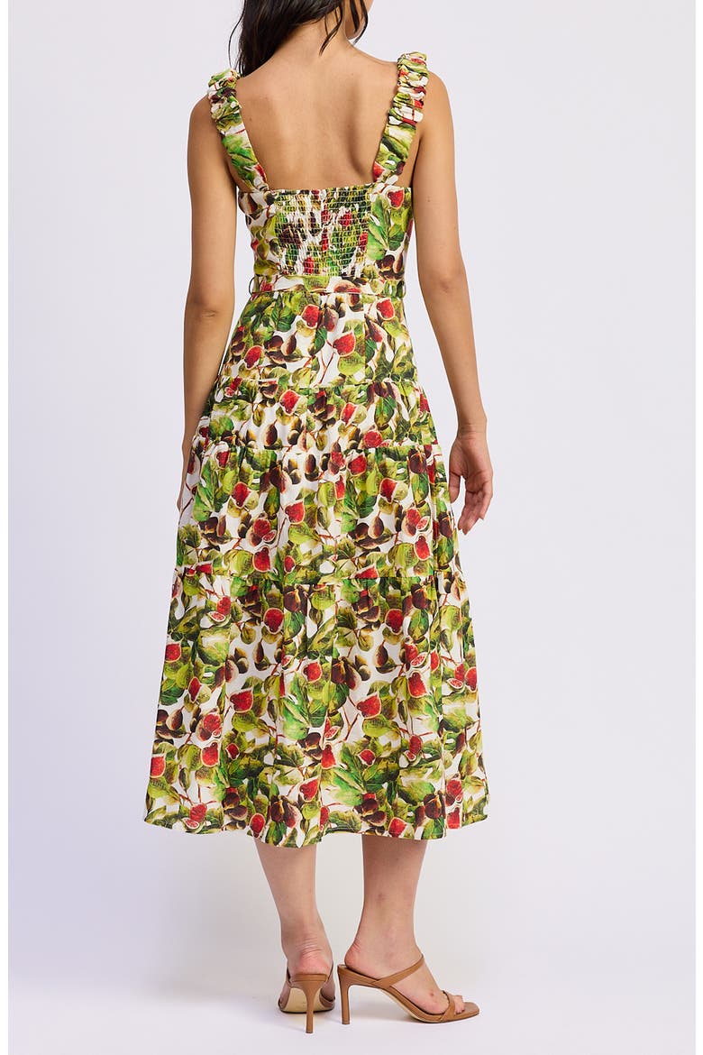 Scottie Fig Print Cotton Blend Midi Dress, Alternate, color, WHITE RED OLIVE