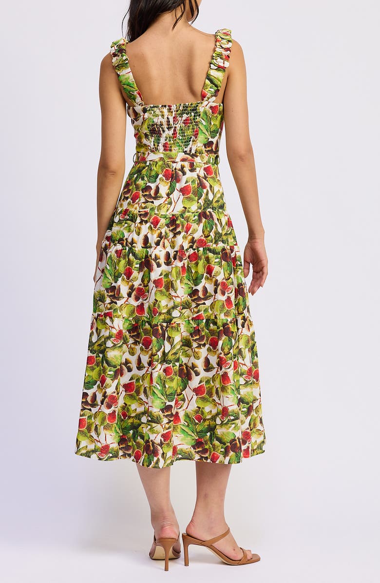 En Saison Scottie Fig Print Cotton Blend Midi Dress, Alternate, color, White Red Olive