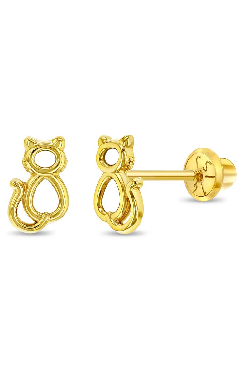 14k Perched Kitty Cat Earrings, Main, color, Gold