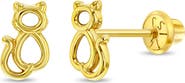 In Season Jewelry 14k Perched Kitty Cat Earrings