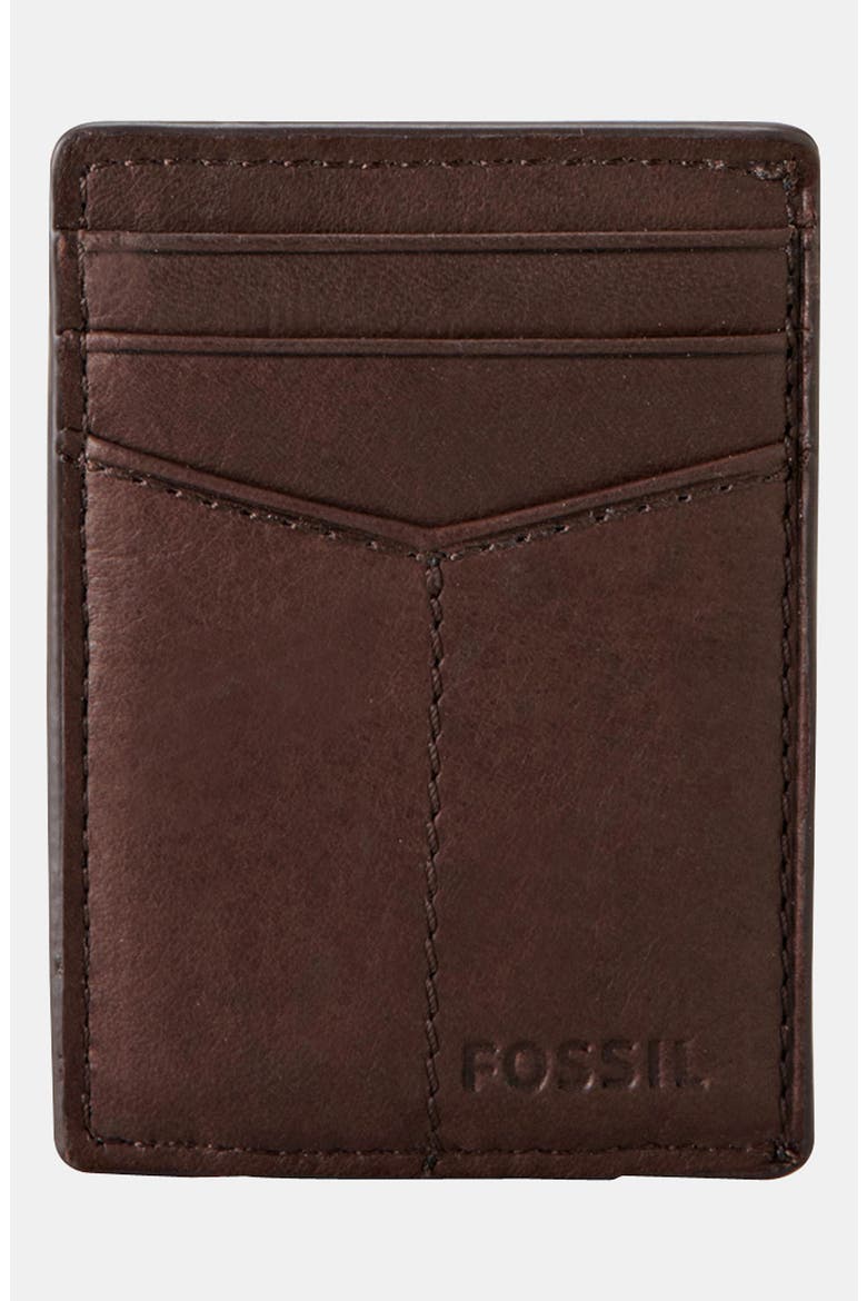 'Ingram' Leather Magnetic Money Clip Card Case, Alternate, color, BROWN