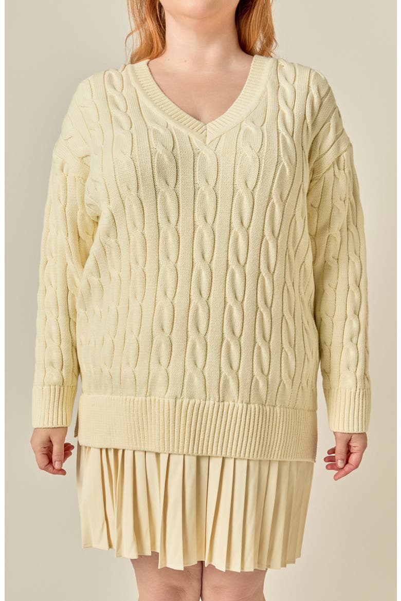 Mixed Media Pleated Minidress, Alternate, color, CREAM