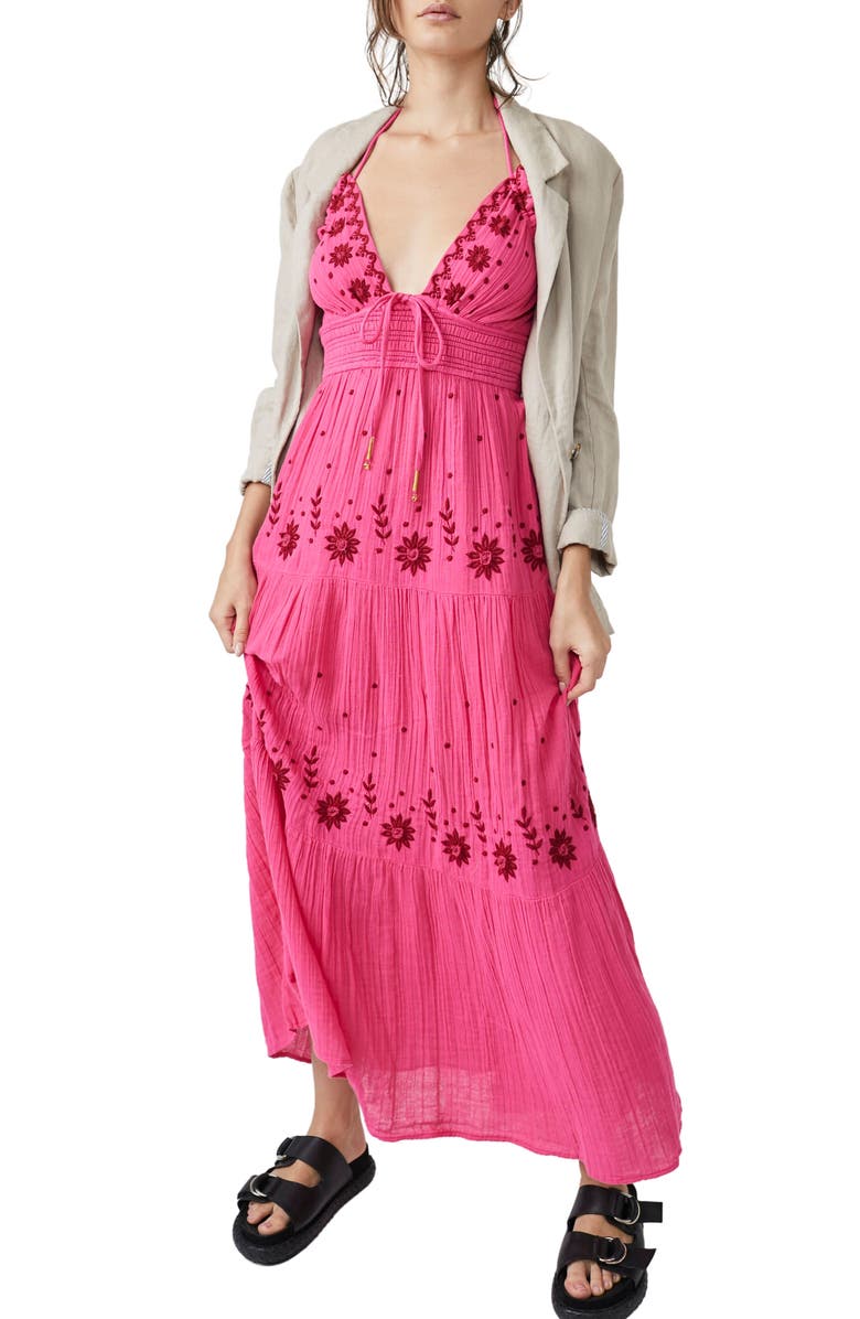 Free People Real Love Embroidered Tiered Maxi Sundress, Main, color, 
