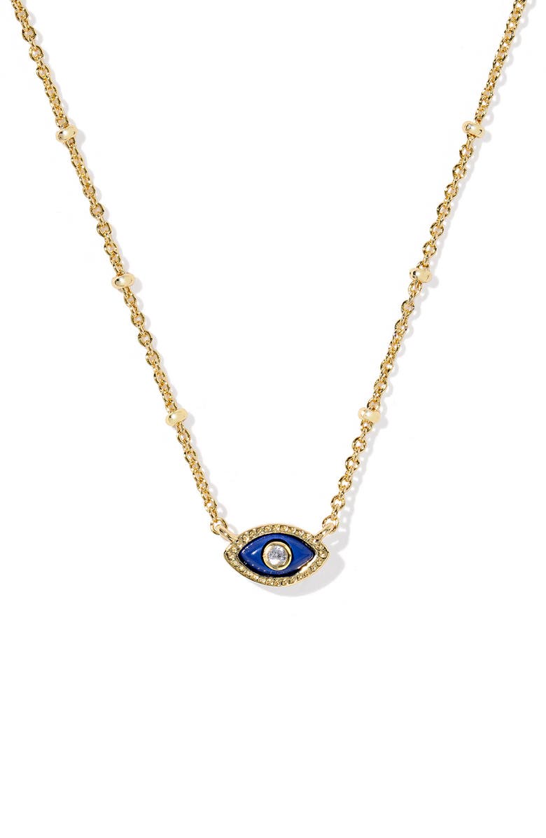 Kendra Scott Mini Evil Eye Pendant Necklace, Main, color, Gold Dark Blue Magnesite