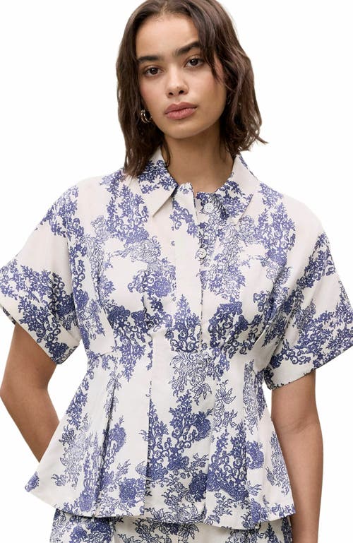 Rebecca Taylor Lena Shine Blouse In Ivory Toile Combo