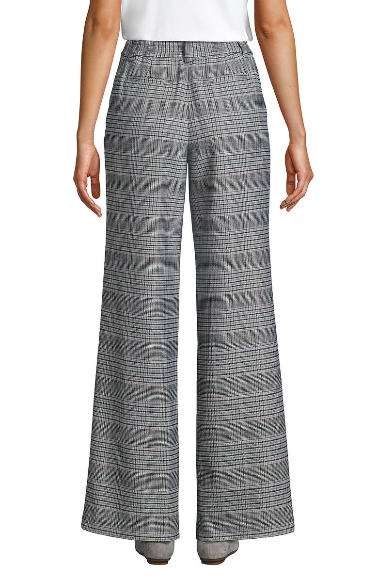 Lands' End Brushed Flannel High Rise Pleated Wide Leg Pants, Alternate, color, Pink Amethyst Glen Plaid