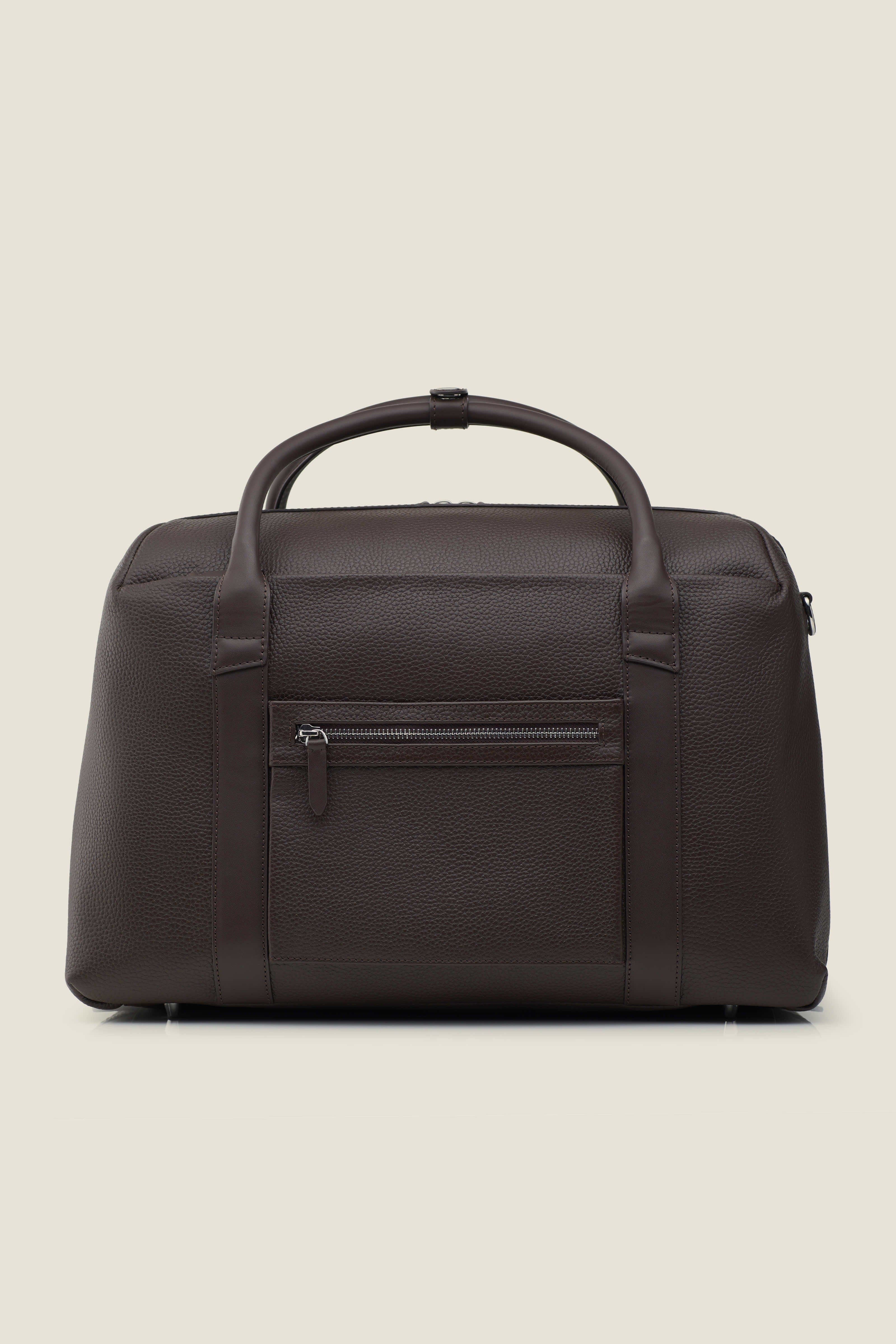 Duffle Suitcase Convertible Underseat Leather Weekender, Alternate, color, Chocolate