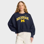 Nike Women's Nike Navy Michigan Wolverines Oversized Phoenix Arch Pullover Sweatshirt
