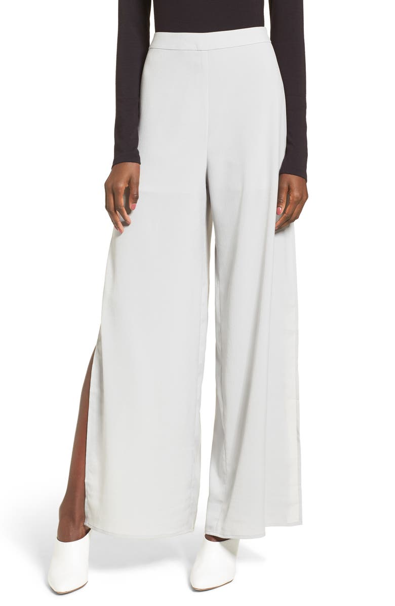 Leith High Waist Side Slit Wide Leg Pants, Main, color, Blue Pearl