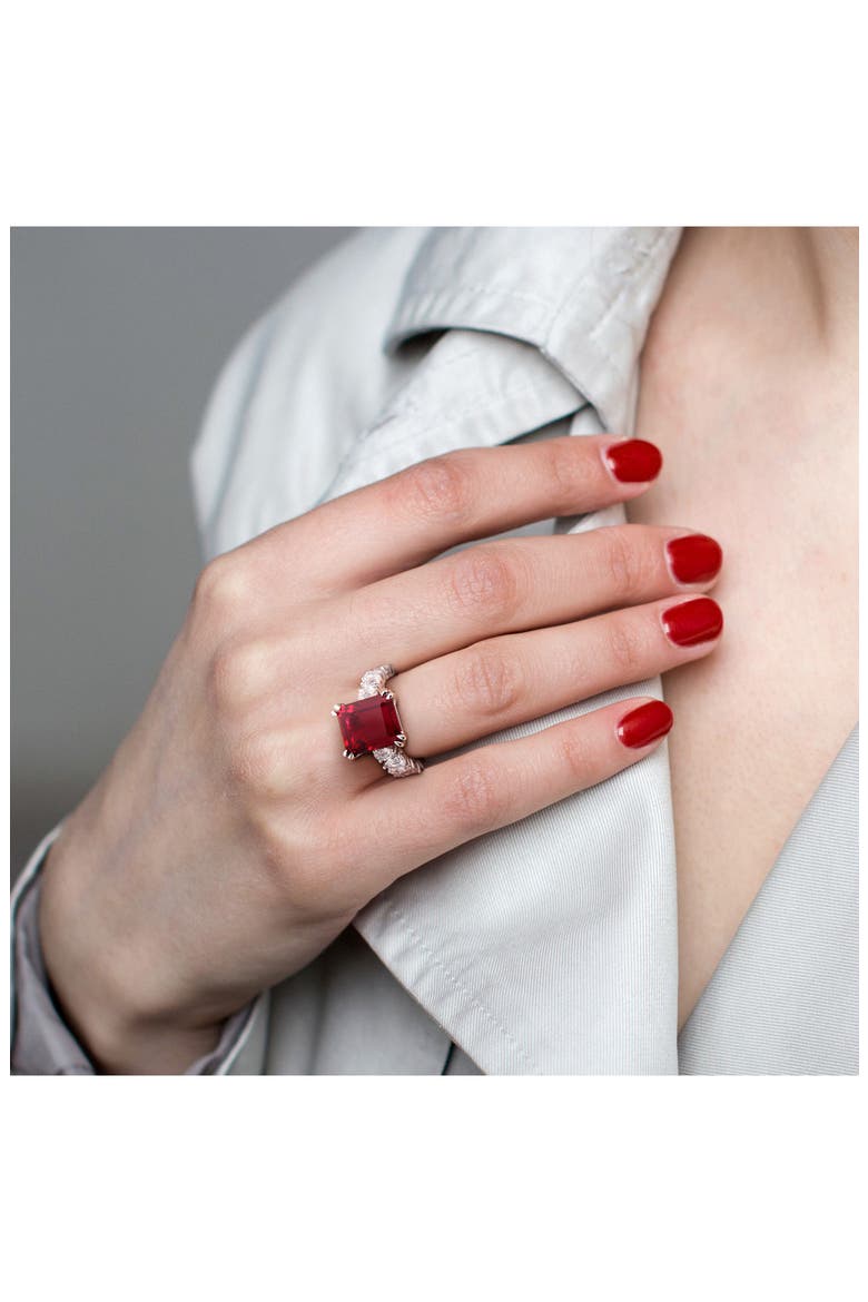 Lab Created Ruby & Sapphire Statement Ring, Alternate, color, RED