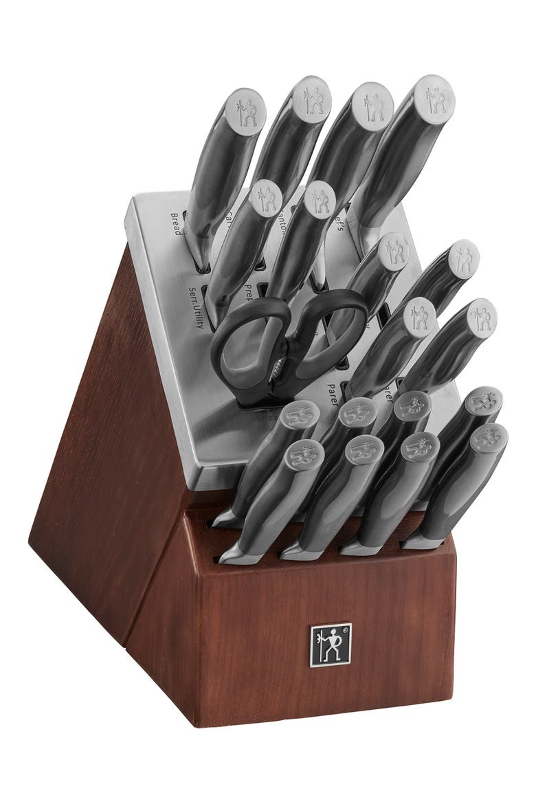 Graphite Stainless Steel Knife Block 20-Piece Set, Main, color, SILVER
