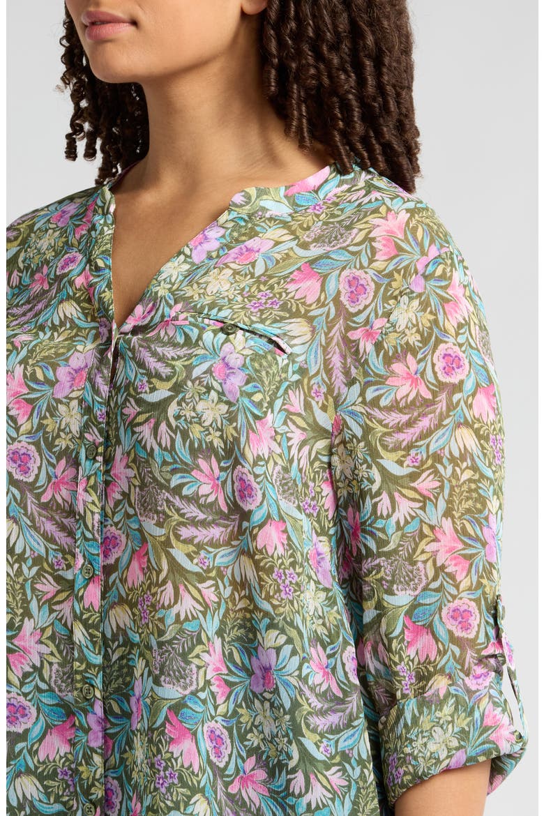 Jasmine Roll Sleeve Top, Alternate, color, CLERMONT OLIVE LILAC