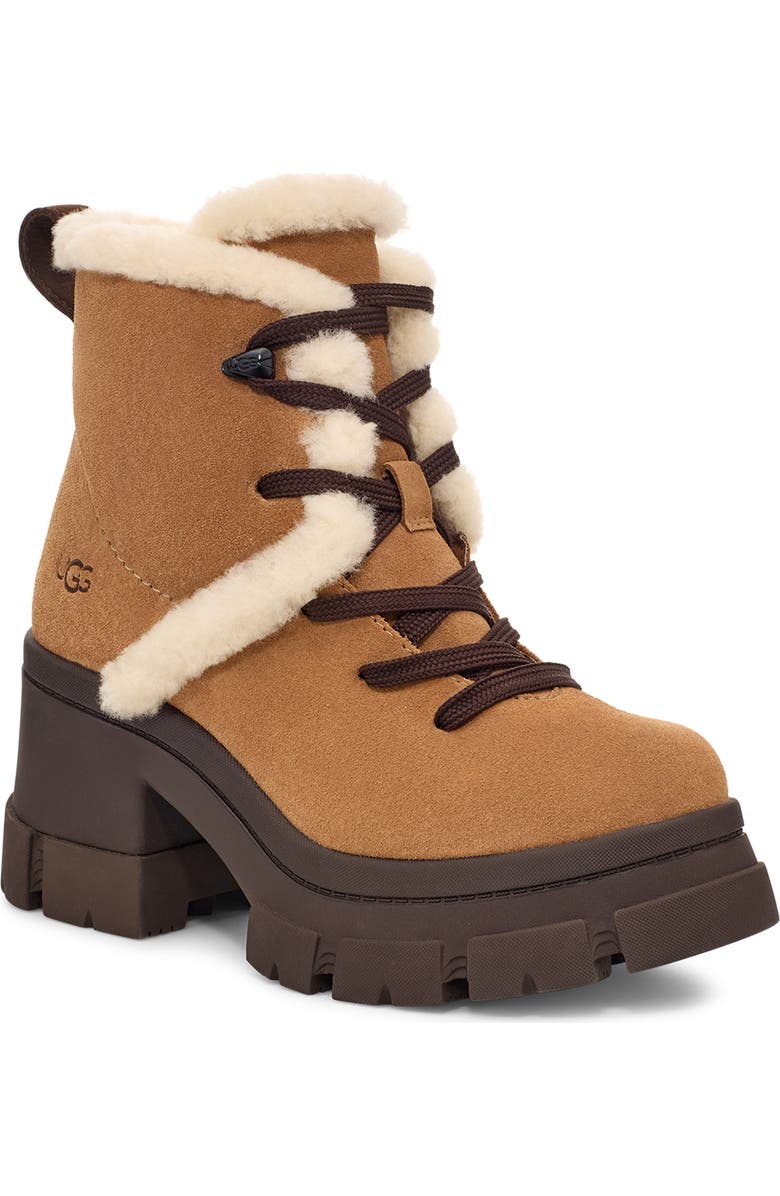 UGG<sup>®</sup> Brooklyn Water Resistant Hiker Boot with Genuine Shearling Trim, Alternate, color, Che