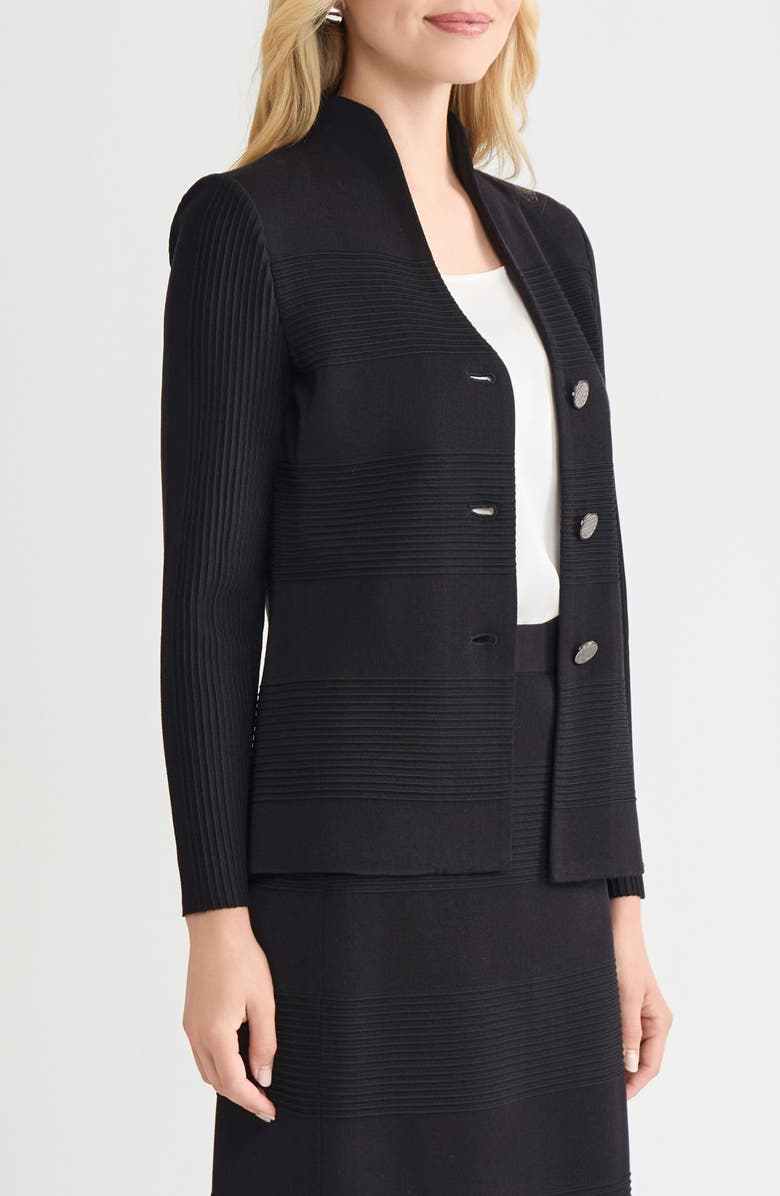 Misook Ottoman Stitch Jacket, Alternate, color, Black