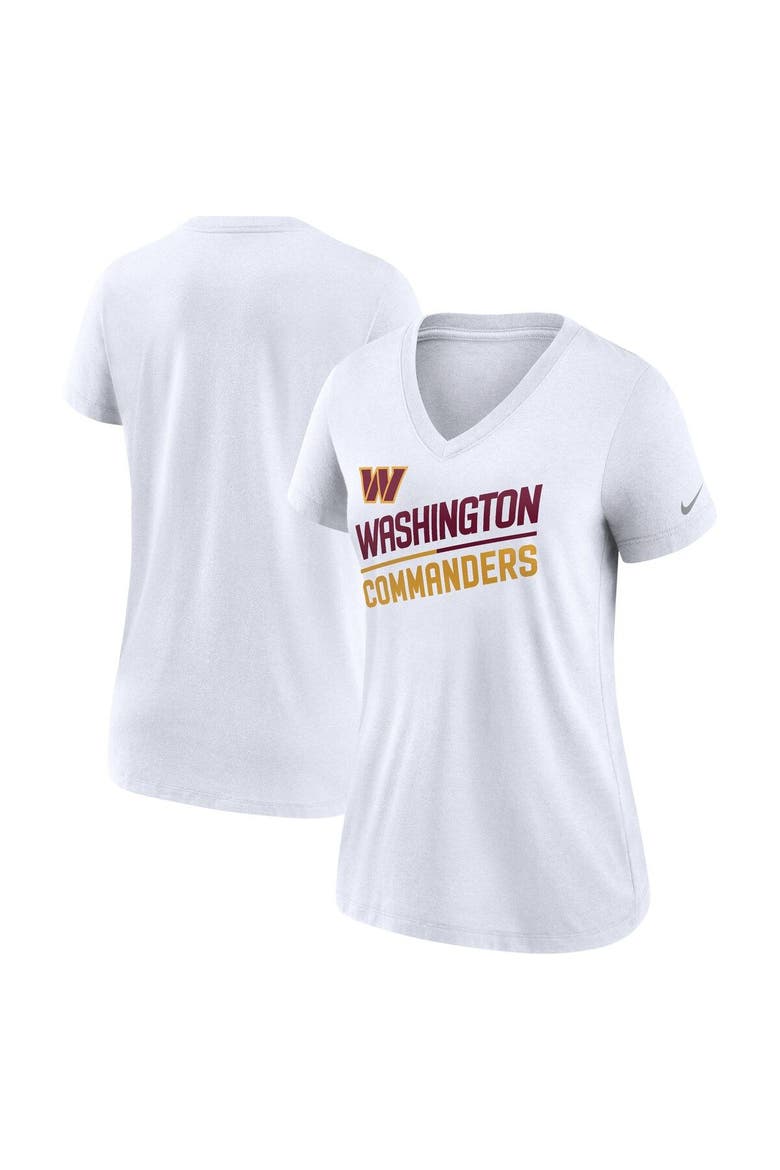 Women's Nike White Washington Commanders Slant Logo Tri-Blend V-Neck T-Shirt, Main, color, White
