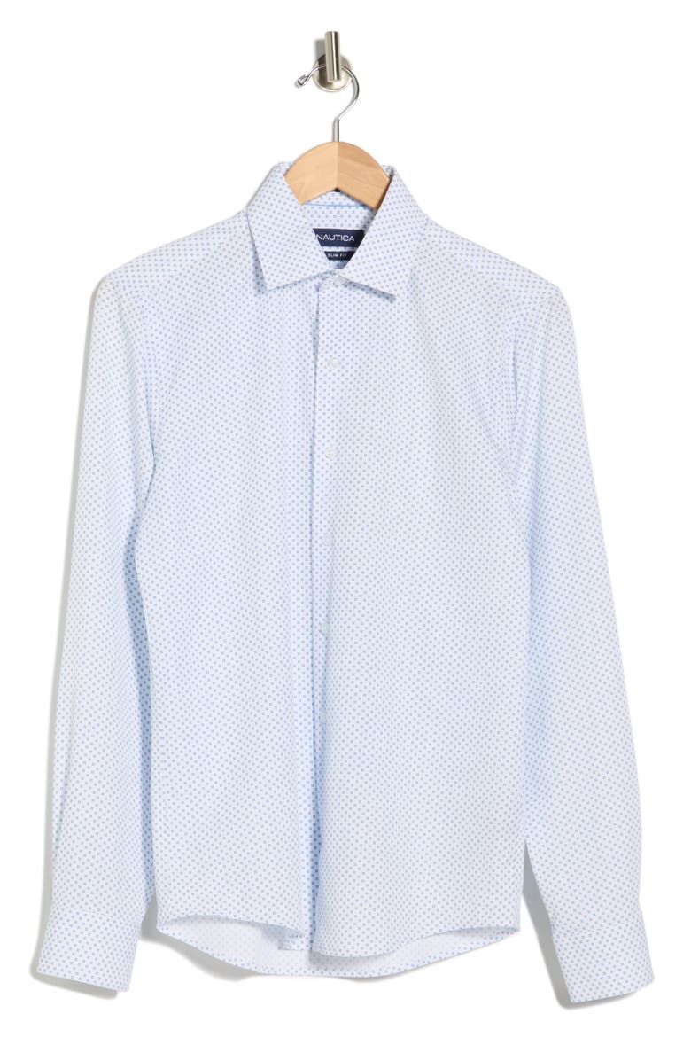 Geo Print Dress Shirt, Alternate, color, BLUE