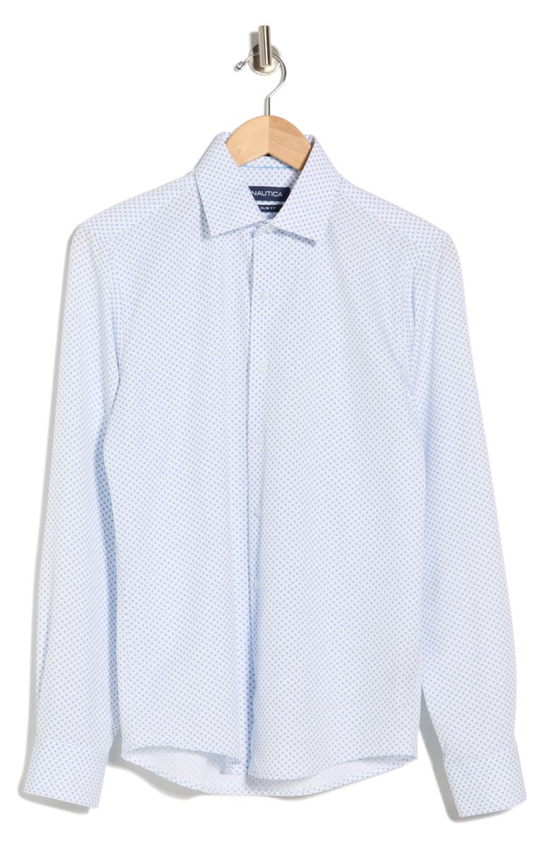 Nautica Geo Print Dress Shirt, Main, color, Blue