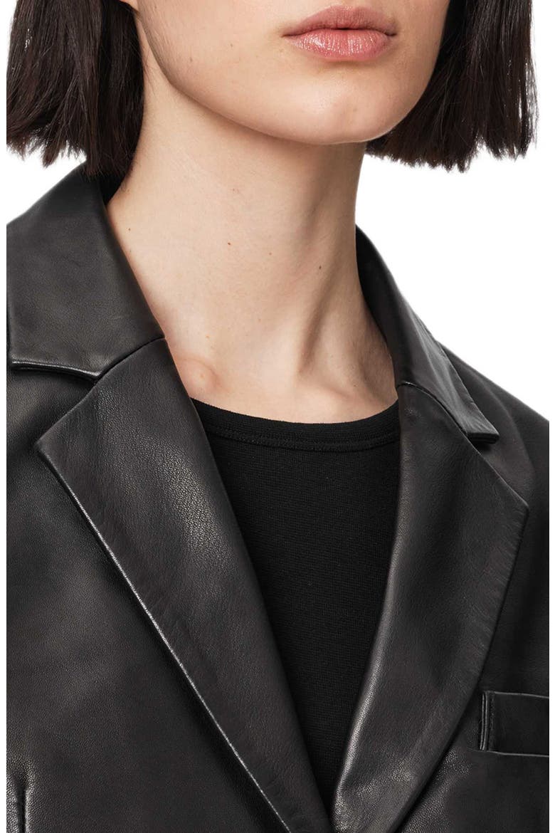 Apton Leather Blazer, Alternate, color, BLACK