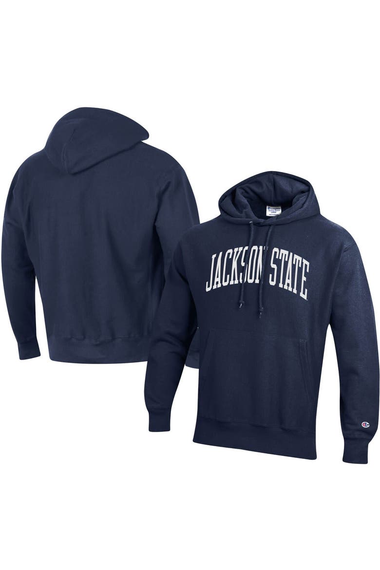Men's Champion Navy Jackson State Tigers Tall Arch Pullover Hoodie, Main, color, Navy