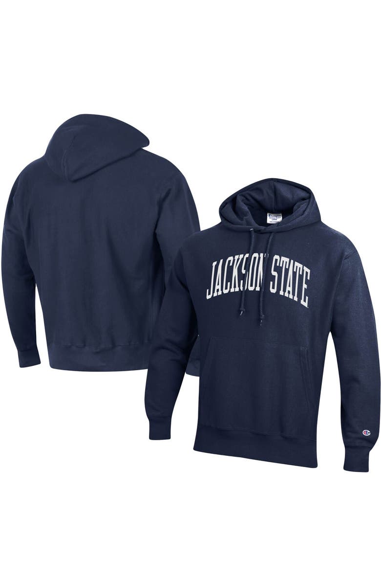 Champion Men's Champion Navy Jackson State Tigers Tall Arch Pullover Hoodie, Main, color, 