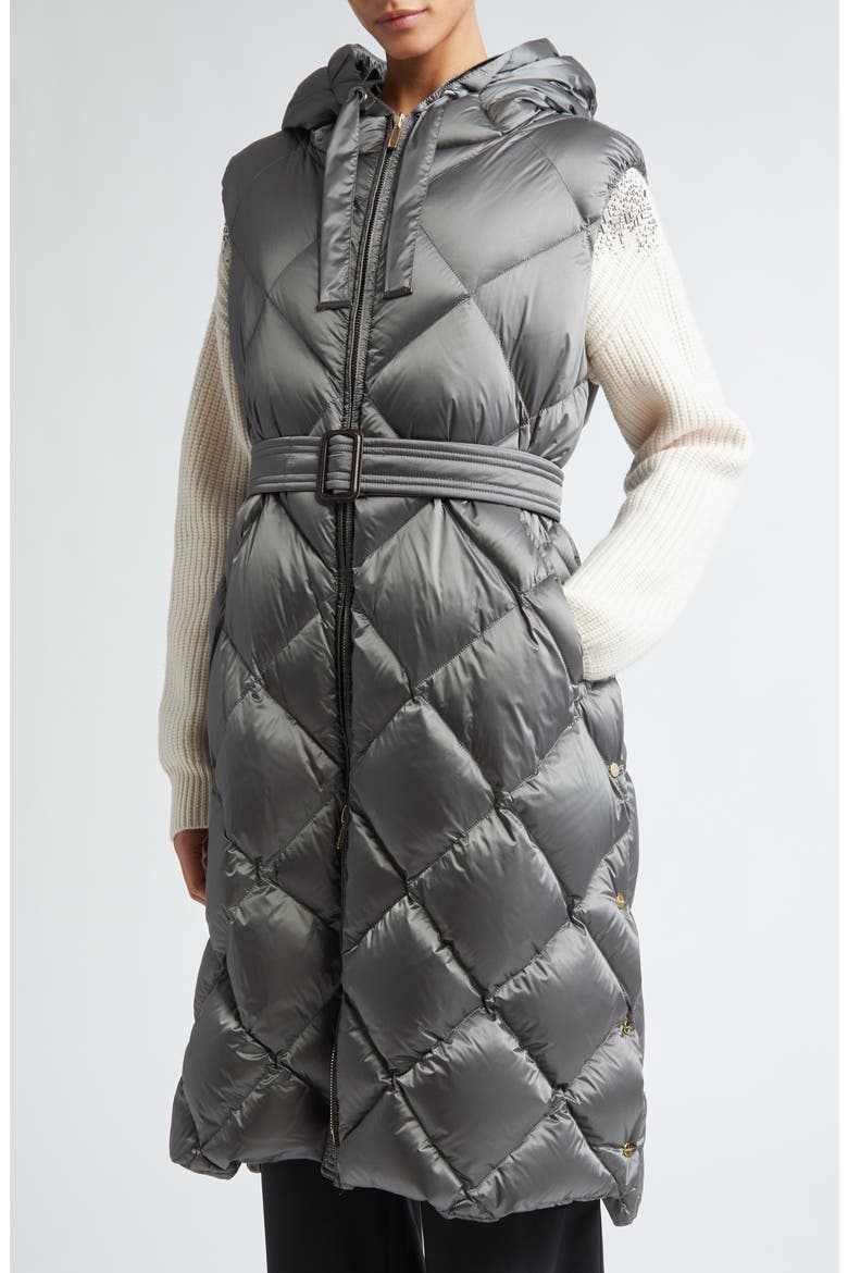 The Cube Tregil Diamond Quilted Down Longline Vest, Alternate, color, MEDIUM GREY