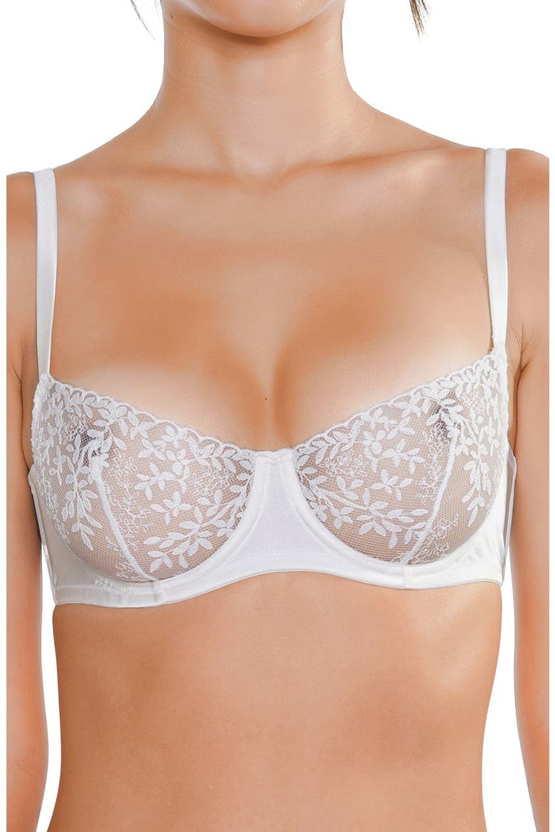 Amoureuse Embroidered Lace Underwire Bra, Main, color, WHITE