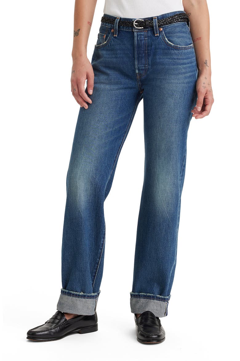 501® '90s Cuffed Relaxed Straight Leg Selvedge Jeans, Main, color, NEW LIFE NO DX SELVEDGE