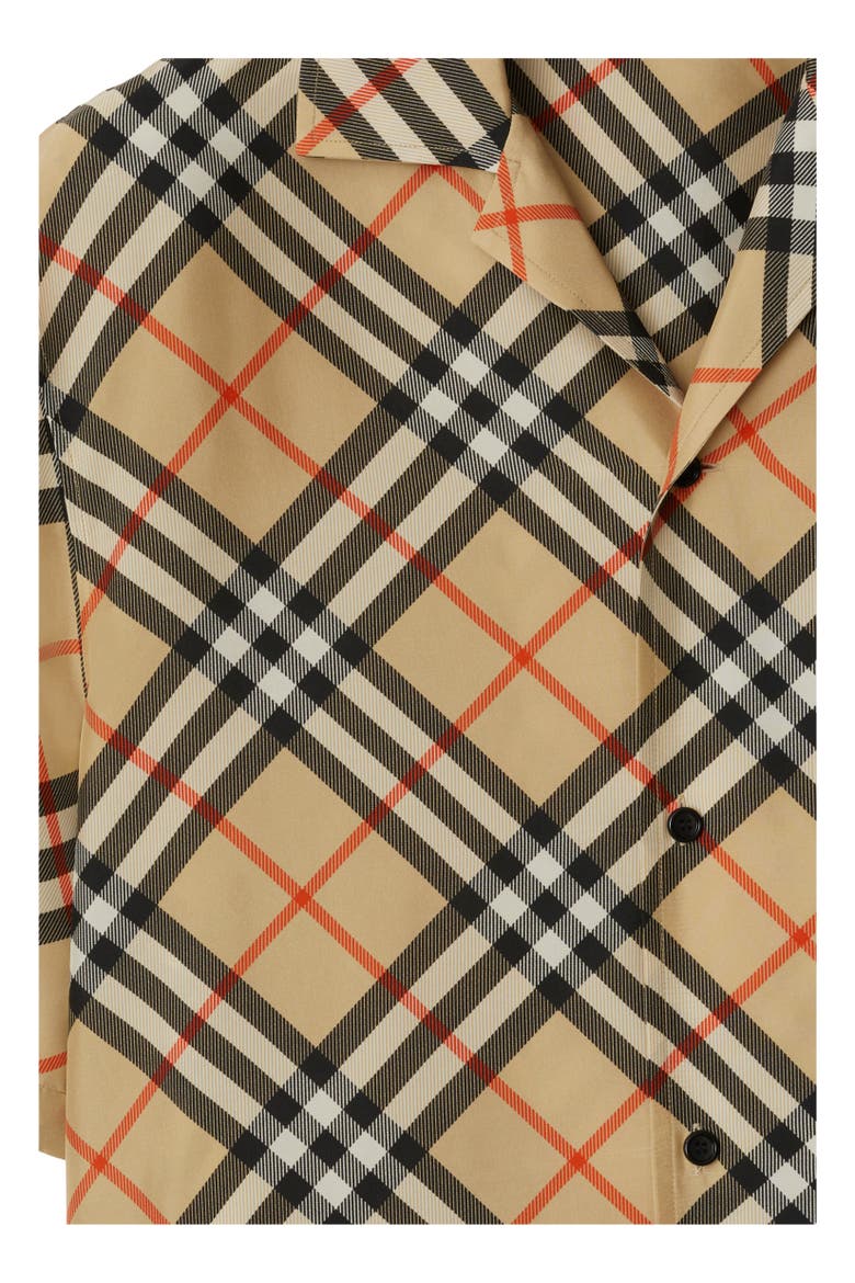 Oversized Check Silk Shirt, Alternate, color, Sand beige
