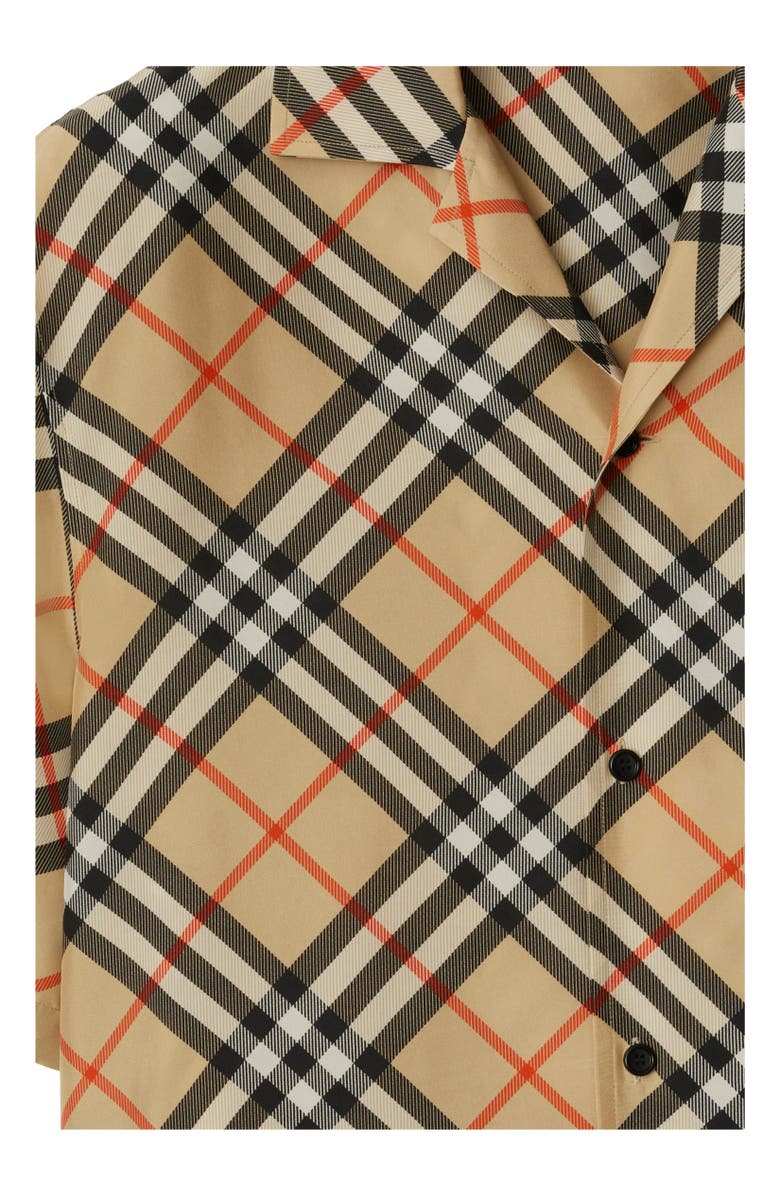 Burberry Oversized Check Silk Shirt, Alternate, color, Sand