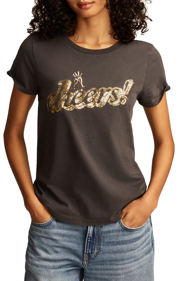 Sequin Cheers Classic T-Shirt, Main, color, JET BLACK