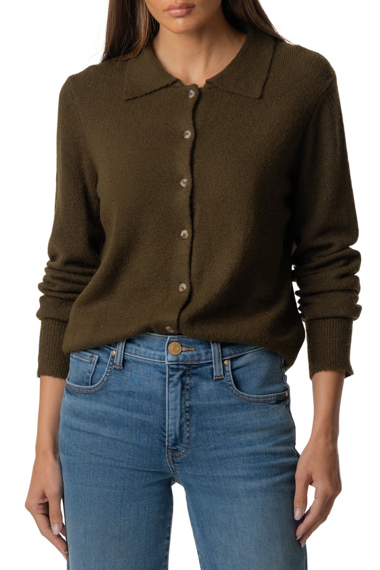 Serafina Polo Cardigan, Main, color, VINTAGE OLIVE